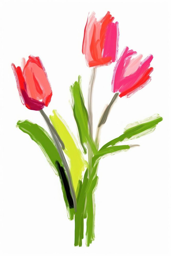 Bouquet tulip flower plant paint. AI generated Image by rawpixel.