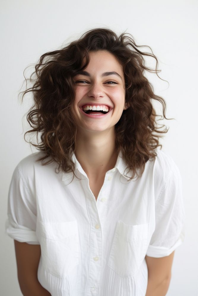 Woman laughing portrait smiling. 