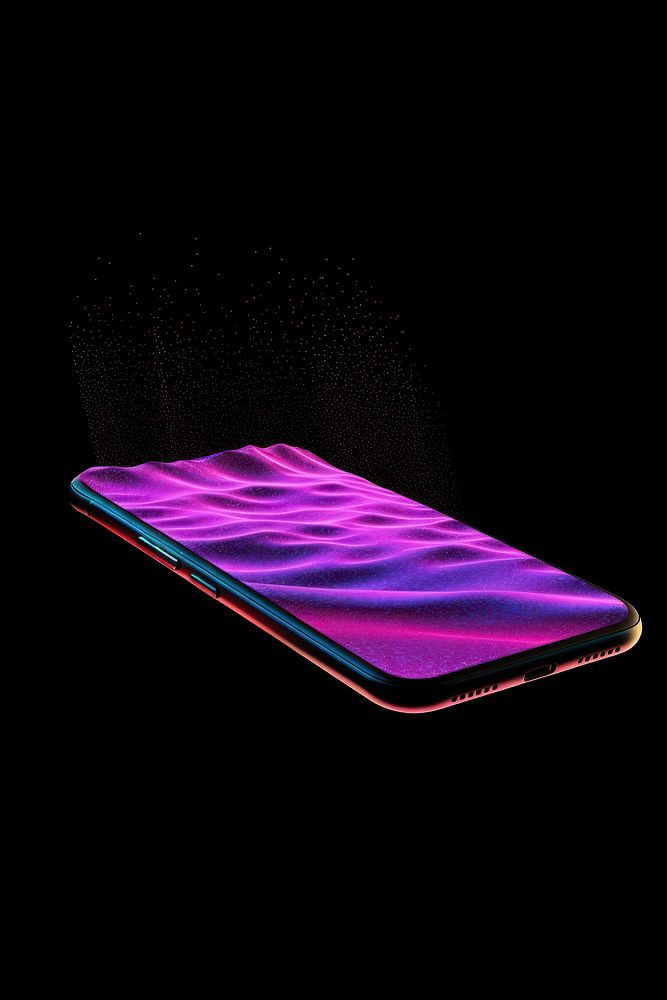 Black screen smartphone purple gadget mat. AI generated Image by rawpixel.