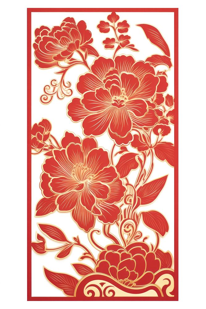 Red envelope art pattern flower. AI generated Image by rawpixel.