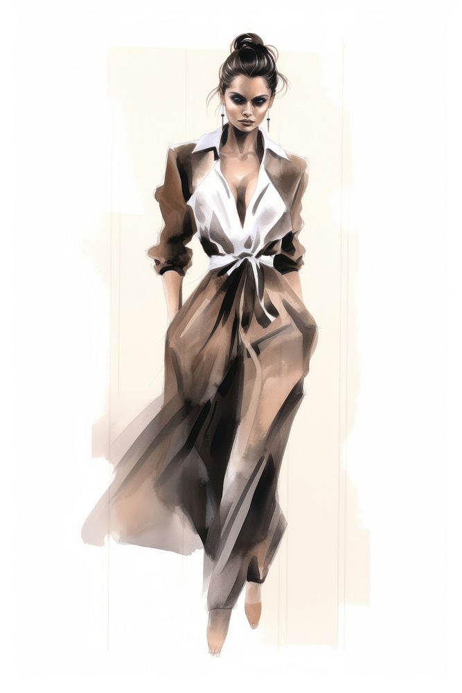 Fashion model sketch adult dress. AI generated Image by rawpixel.