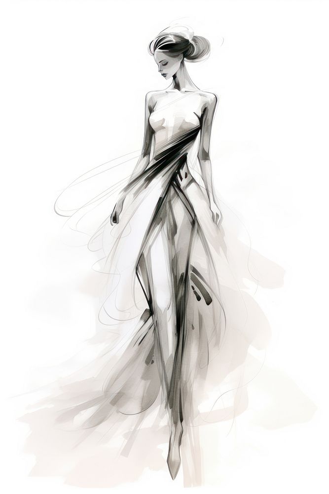 Fashion model sketch drawing adult. AI generated Image by rawpixel.