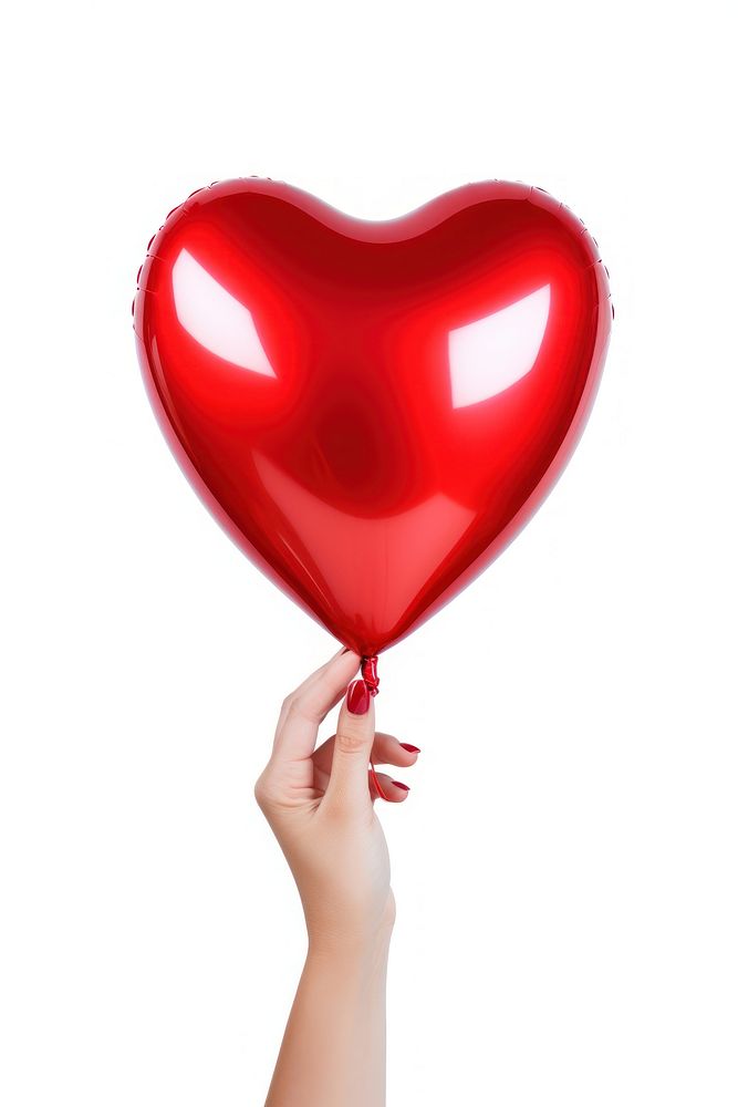 Hands holding heart balloon red white background heart shape. AI generated Image by rawpixel.
