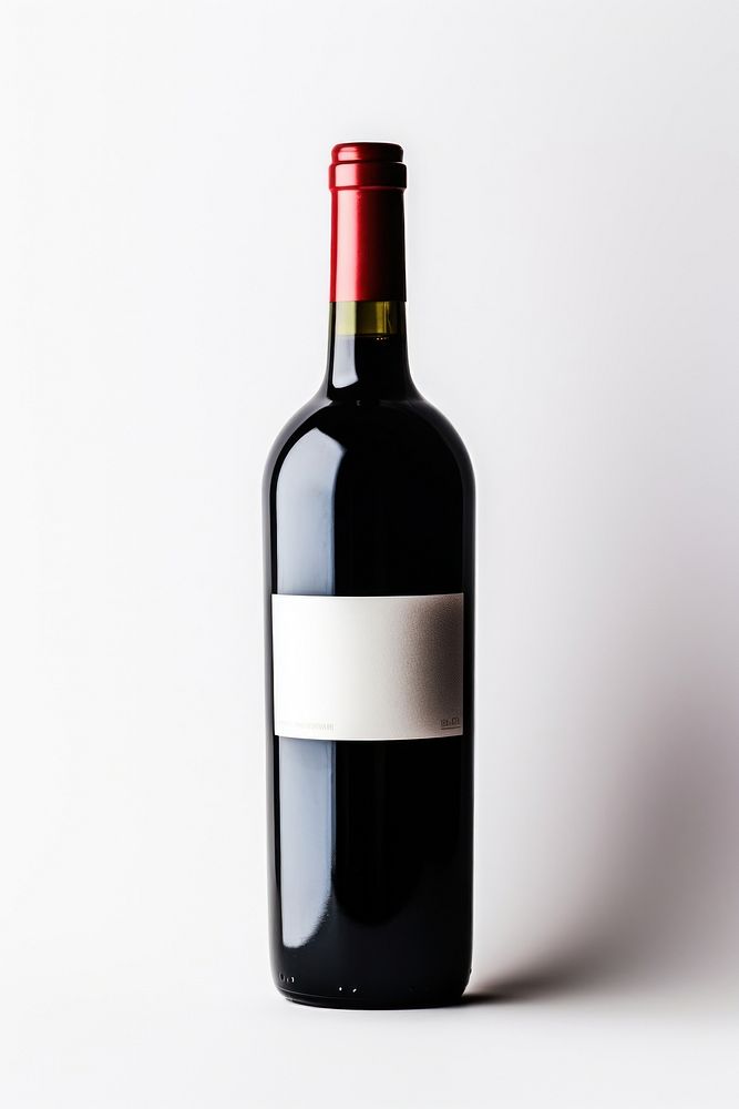 Red wine bottle drink white background refreshment. AI generated Image by rawpixel.