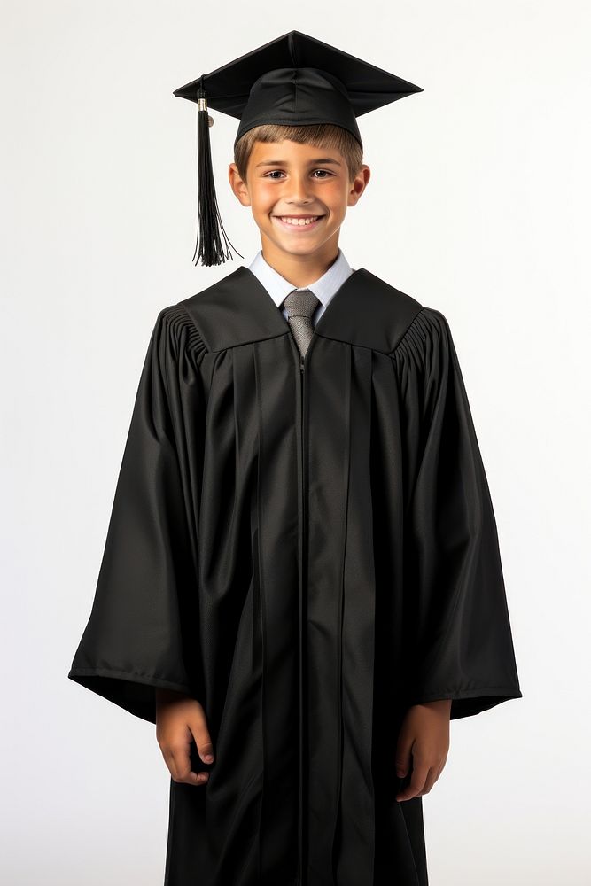 Boy wearing graduation gown student white background intelligence. AI generated Image by rawpixel.