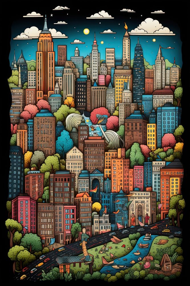 New York city art metropolis. AI generated Image by rawpixel.