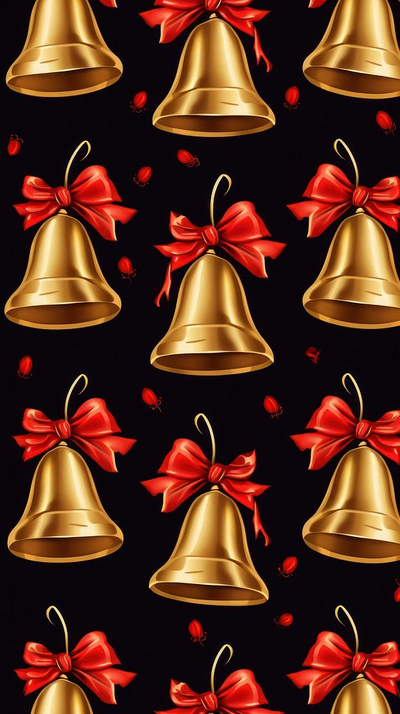 Bells pattern backgrounds gold red. AI generated Image by rawpixel.