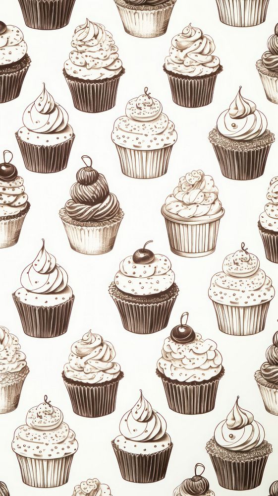 Christmas pudding pattern dessert cupcake drawing. AI generated Image by rawpixel.