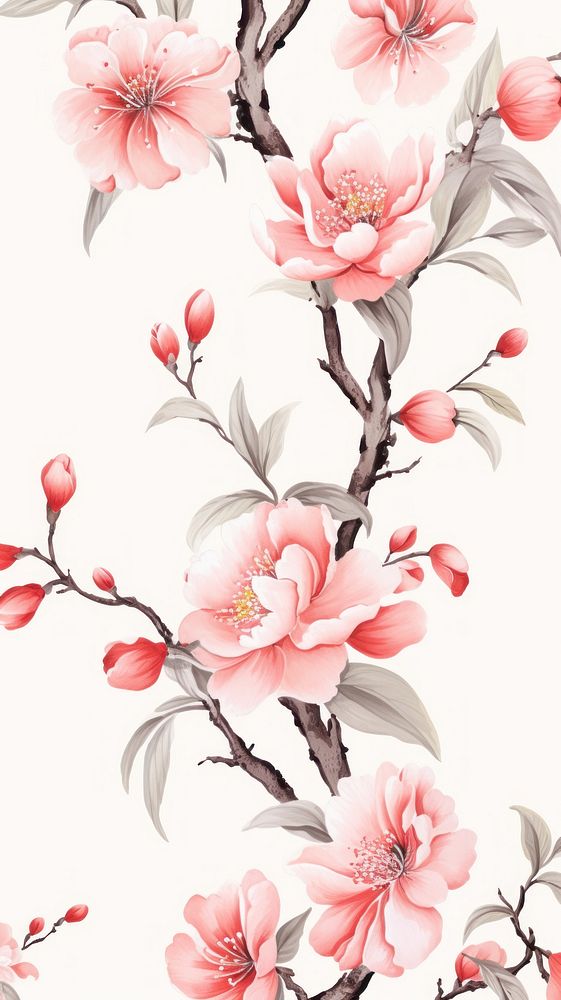 Chinese art wallpaper pattern backgrounds blossom. AI generated Image by rawpixel.