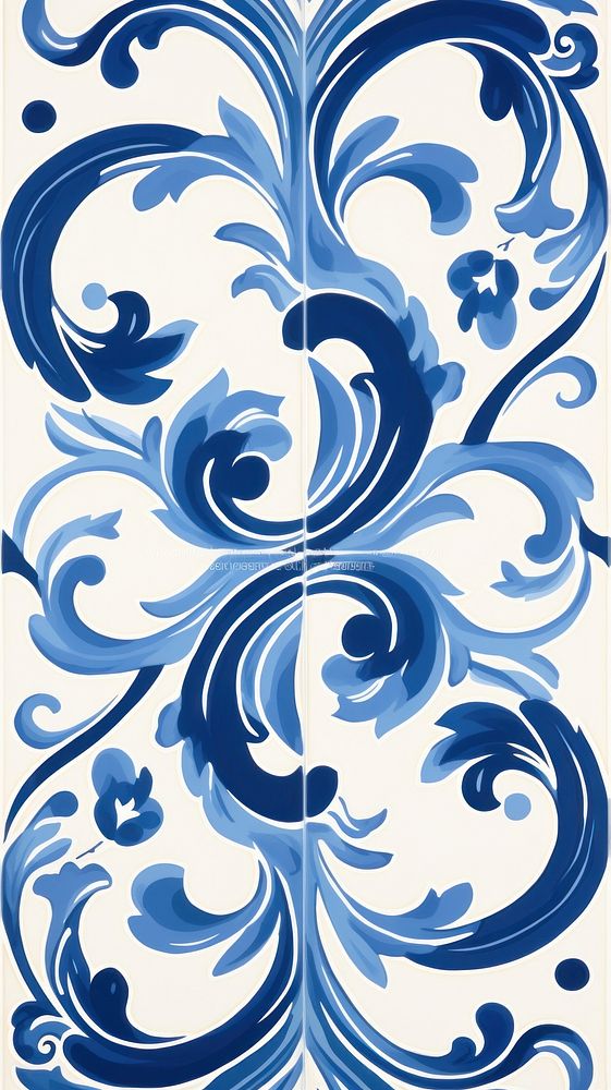Ceramic tile pattern white blue art. AI generated Image by rawpixel.