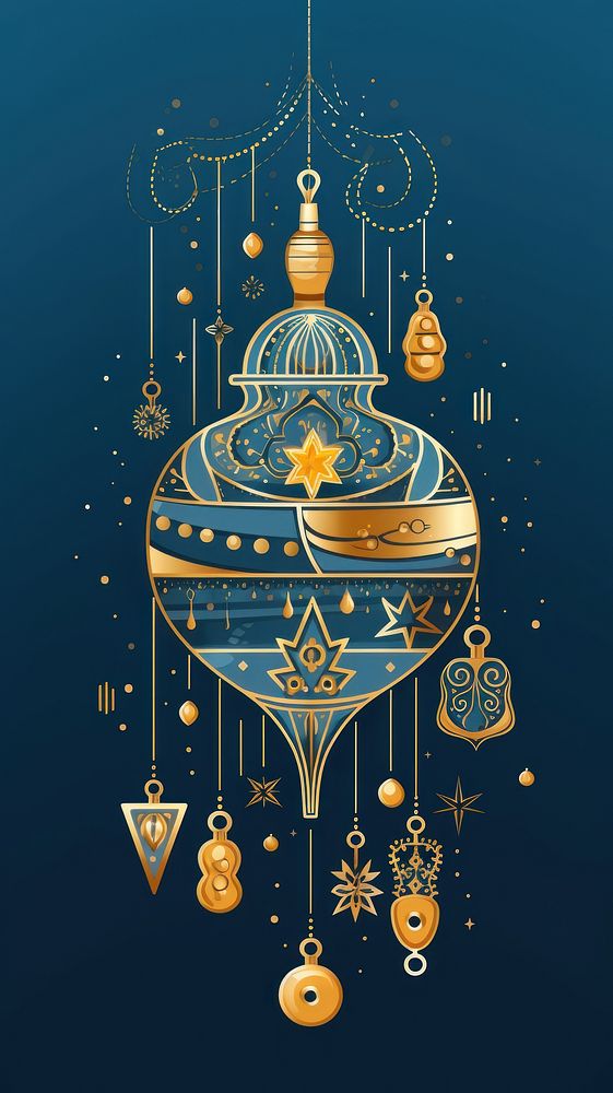 Hanukkah ornament gold art illuminated. AI generated Image by rawpixel.