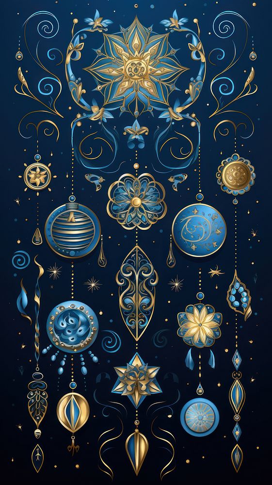 Hanukkah ornament backgrounds chandelier jewelry. AI generated Image by rawpixel.