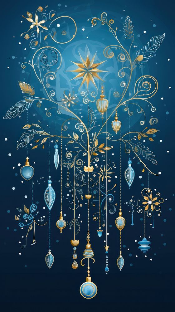 Hanukkah ornament backgrounds pattern blue. AI generated Image by rawpixel.