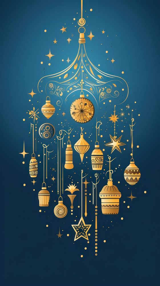 Hanukkah ornament chandelier night gold. AI generated Image by rawpixel.