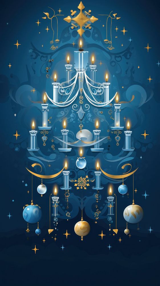 Hanukkah ornament chandelier lighting blue. AI generated Image by rawpixel.