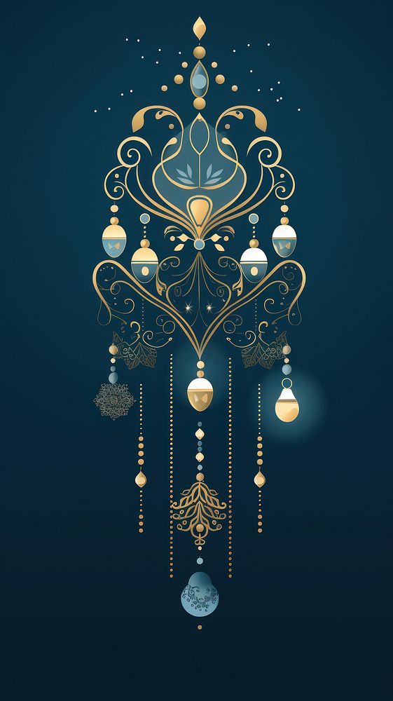 Hanukkah ornamet chandelier gold blue. AI generated Image by rawpixel.