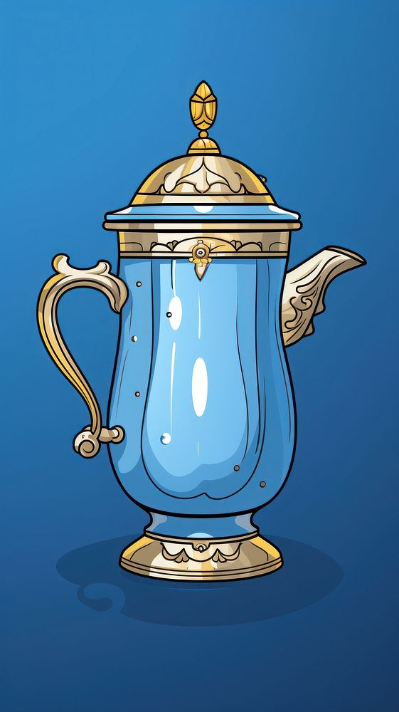 Hanukkah jug cartoon teapot blue. AI generated Image by rawpixel.