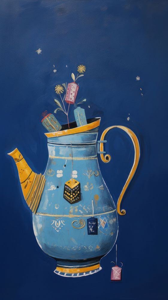 Hanukkah jug blue art creativity. AI generated Image by rawpixel.