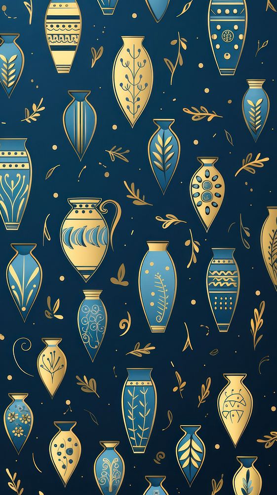 Hanukkah amphora pattern backgrounds blue. AI generated Image by rawpixel.