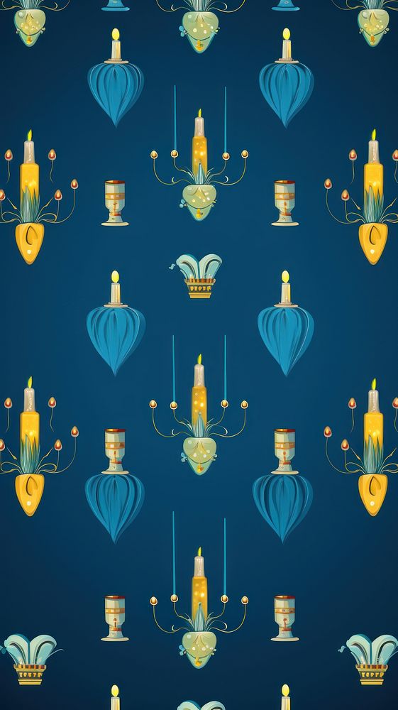 Hanukkah menorah backgrounds pattern blue. AI generated Image by rawpixel.