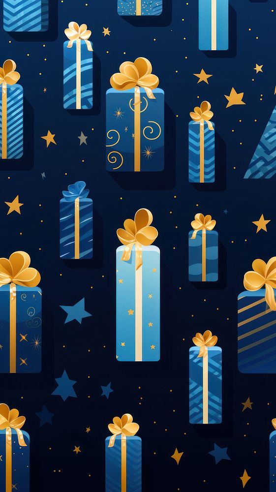 Hanukkah gift box backgrounds pattern blue. AI generated Image by rawpixel.