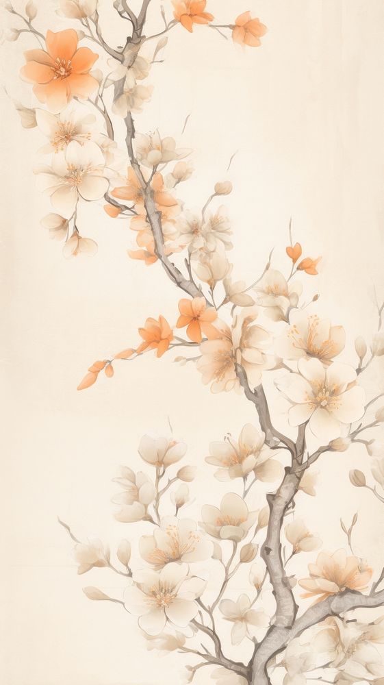 Chinese orange blossom pattern backgrounds flower. AI generated Image by rawpixel.