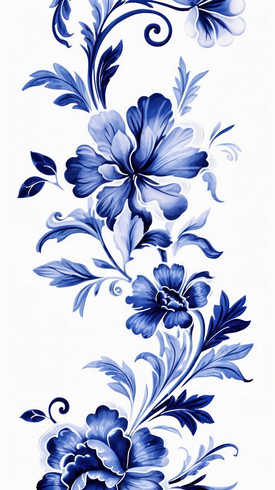 Chinese ceramic pattern white plant. AI generated Image by rawpixel.