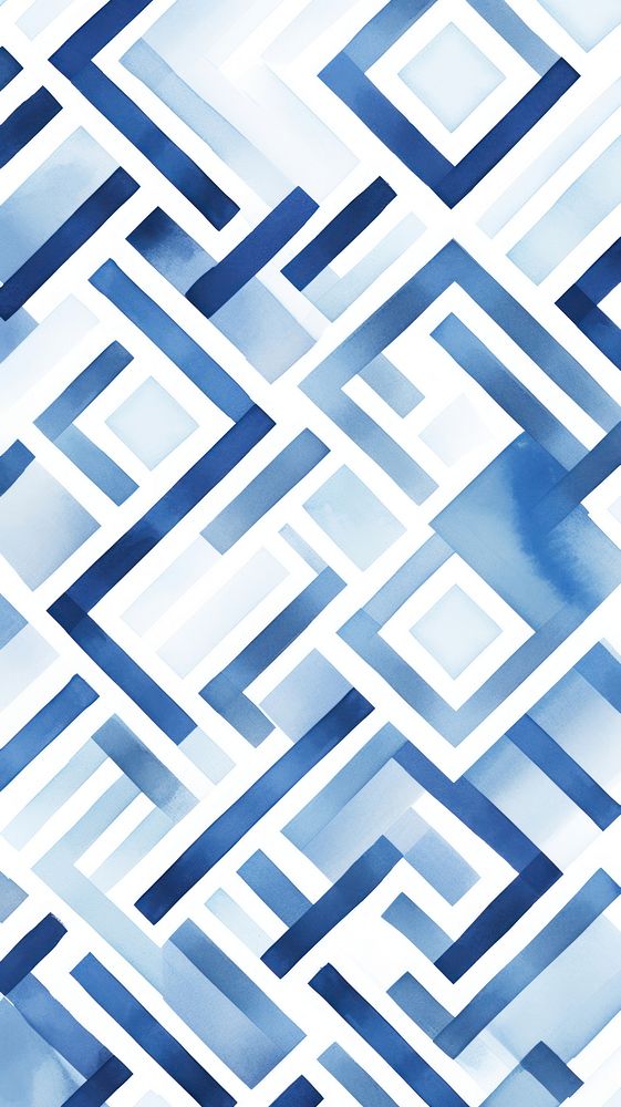 Chinese geometric shapes pattern backgrounds blue. AI generated Image by rawpixel.