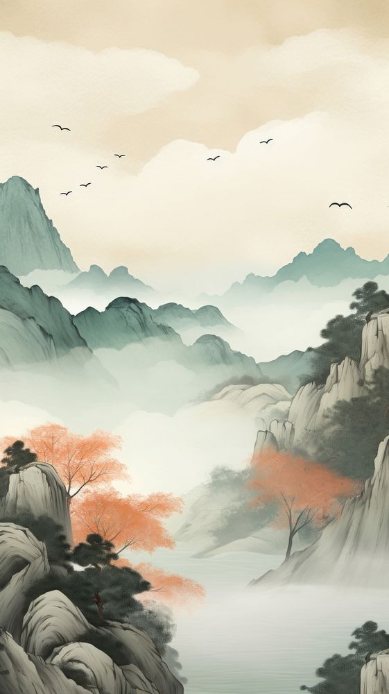 Chinese mountain nature backgrounds landscape outdoors. AI generated Image by rawpixel.
