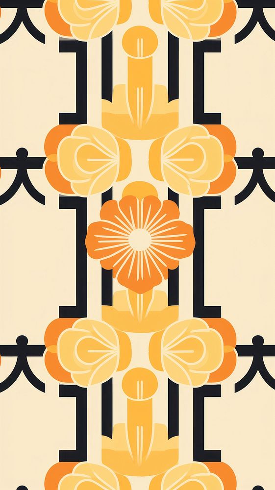 Chinese art wallpaper pattern backgrounds yellow. AI generated Image by rawpixel.