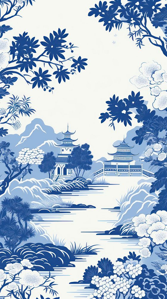 Chinese art wallpaper pattern backgrounds outdoors. AI generated Image by rawpixel.