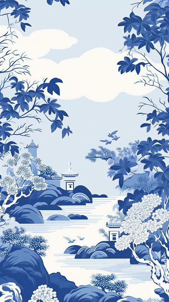 Chinese art wallpaper pattern backgrounds outdoors. AI generated Image by rawpixel.