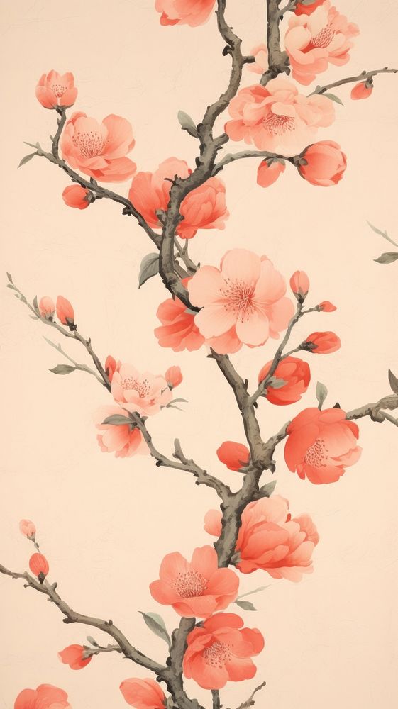 Chinese peach pattern backgrounds blossom. AI generated Image by rawpixel.