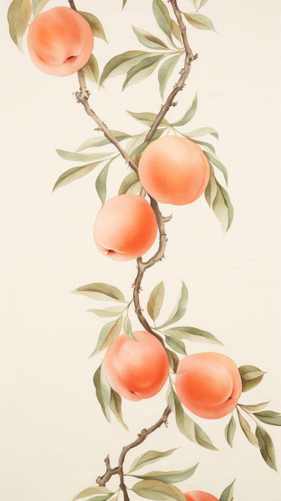 Chinese peach plant fruit freshness. AI generated Image by rawpixel.