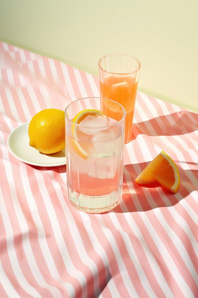 Cocktail glass grapefruit tablecloth. AI generated Image by rawpixel.