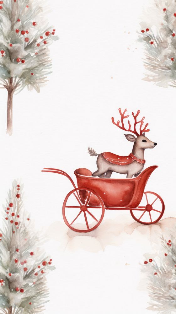 Christmas sleigh pattern vehicle mammal wheel. AI generated Image by rawpixel.