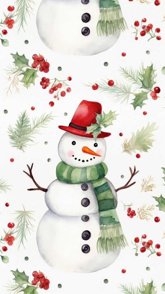 Snowman pattern backgrounds winter representation. AI generated Image by rawpixel.
