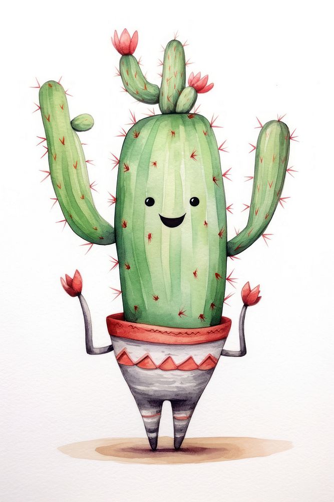 Cactus dancing plant creativity cartoon. AI generated Image by rawpixel.