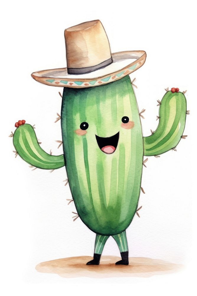 Cactus dancing outdoors white background vegetable. AI generated Image by rawpixel.