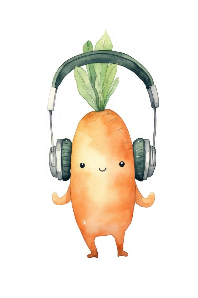 Carrot wears headphone headphones vegetable headset. AI generated Image by rawpixel.