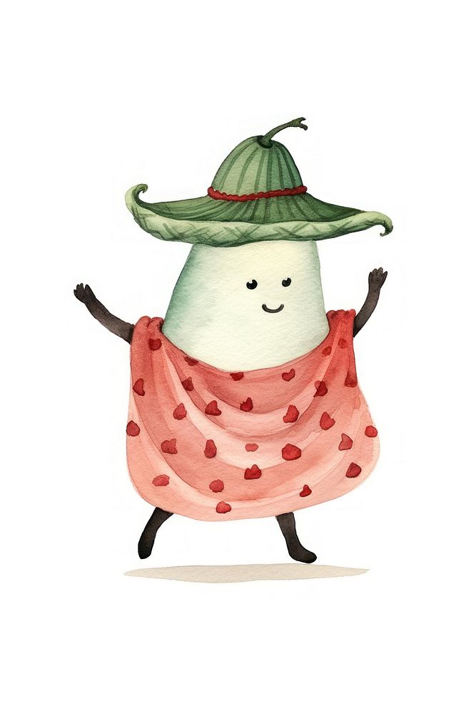 Chili dancing cute white background vegetable. AI generated Image by rawpixel.