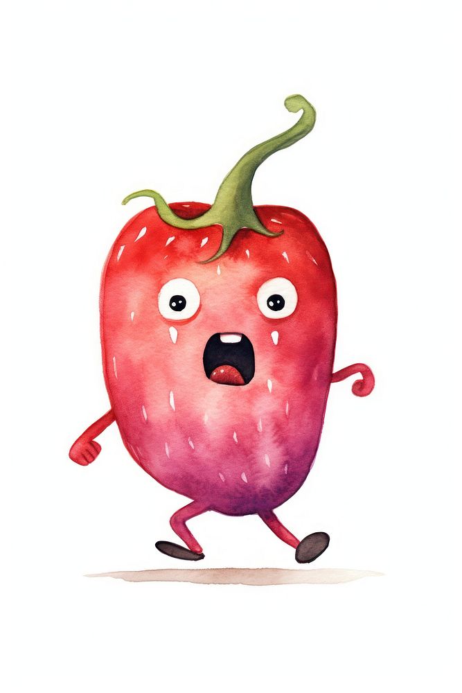 Angry chili running vegetable food anthropomorphic. AI generated Image by rawpixel.