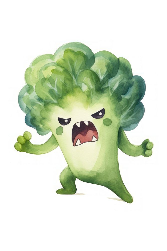 Angry broccoli running vegetable plant food. AI generated Image by rawpixel.