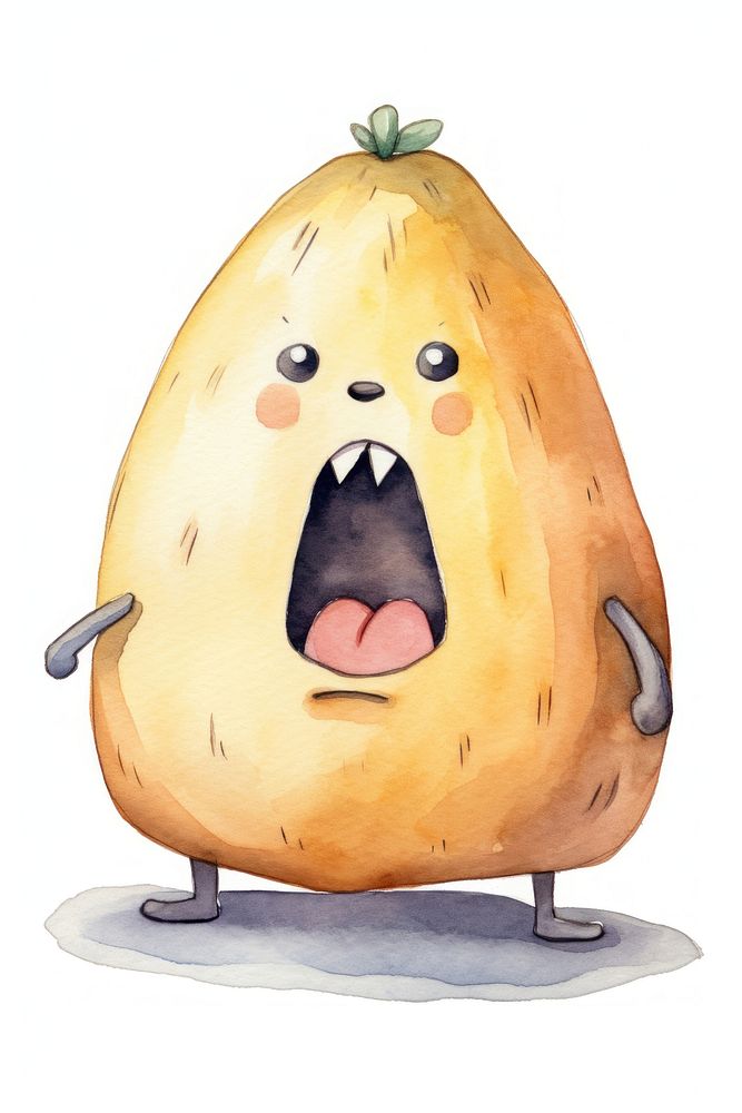 Angry potato screaming food anthropomorphic cartoon. AI generated Image by rawpixel.