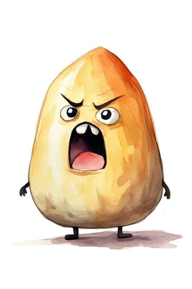 Angry potato screaming anthropomorphic emoticon cartoon. 