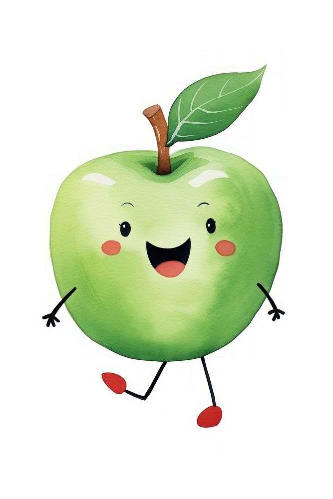 Apple dancing fruit green plant. AI generated Image by rawpixel.