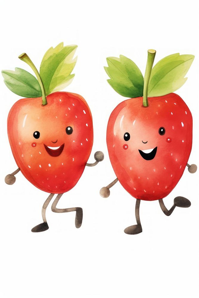 Dancing fruits strawberry plant food. AI generated Image by rawpixel.