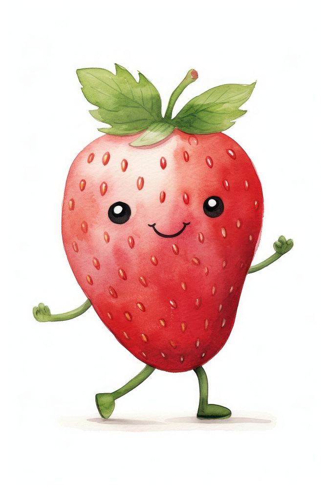 Dancing strawberry fruit plant food. AI generated Image by rawpixel.