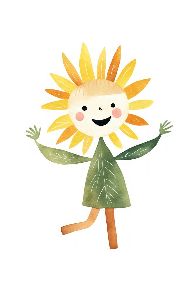 Flower character dancing sunflower plant leaf. AI generated Image by rawpixel.