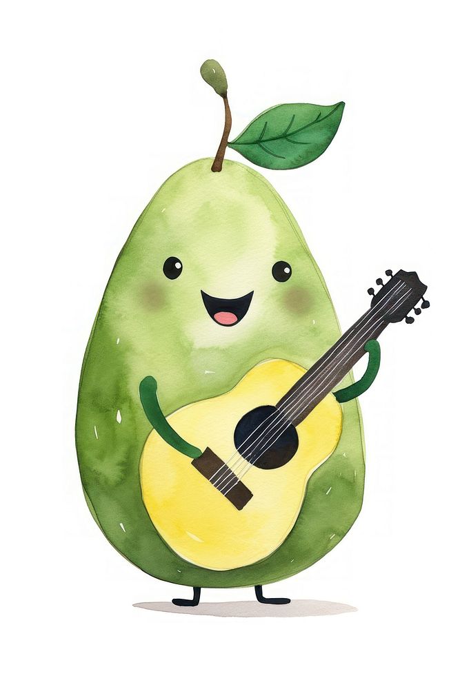 Half avocado dancing guitar plant food. AI generated Image by rawpixel.